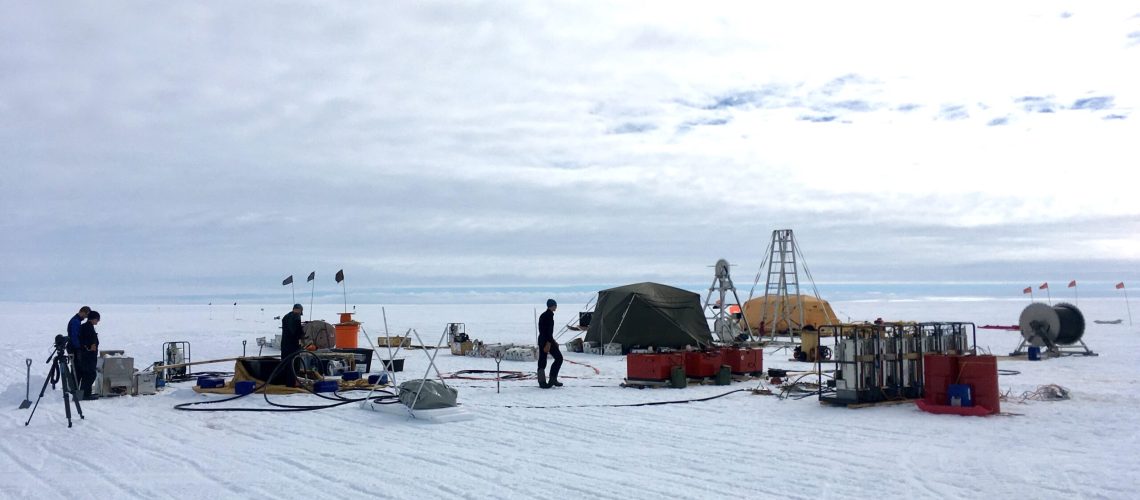 This photo shows the Thwaites MELT team during field work with Icefin at the Doomsday Glacier. Credit: Andrew Mullen